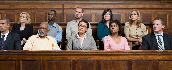 inside a courtroom of a insurance litigation trial