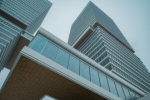 High-rise buildings with a skybridge