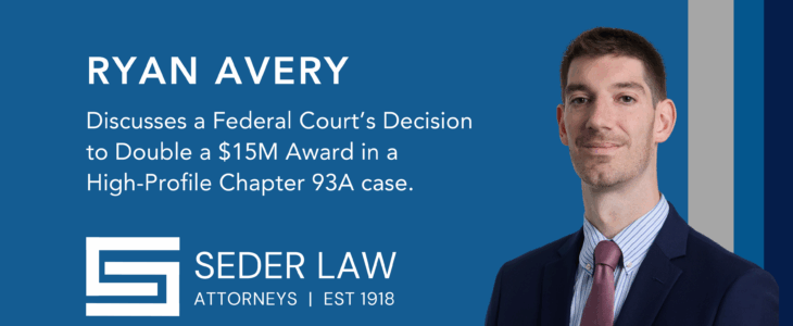 A Sederlaw graphic featuring Ryan Avery and his discussion of a Federal Court's decision.